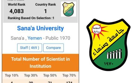 جامعة صنعاء تحقق إنجازاً عالمياُ بتقدمها 2624 مرتبة عالمية