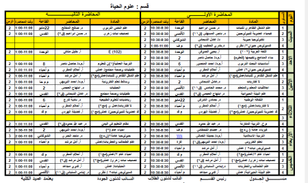 جداول المحاضرات للفصل الدراسي الثاني 1446هـ – 2024/ 2025م