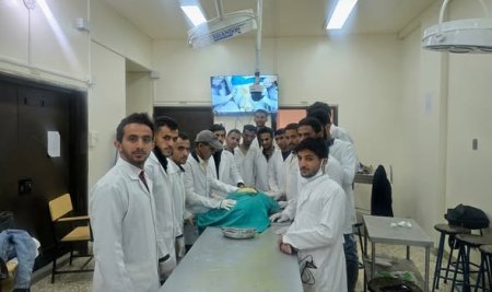 طلاب الطب البيطري يجرون عملية جراحية ناجحة لفتح كرش غنمة وإزالة أجسام غريبة.