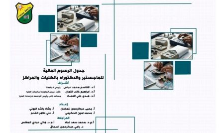 جدول الرسوم المالية للماجستير والدكتوراه بالكليات والمراكز
