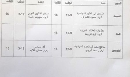 Sana’a University Announces 2025/2026 Diploma Lecture Schedule in PSSC