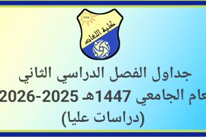 جداول الفصل الدراسي الثاني للعام الجامعي 1447هـ 2025-2026م (دراسات عليا) – صورة للمنشور باللغة العربية