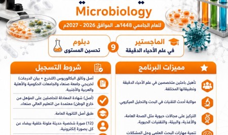 التسجيل مفتوح الآن في ماجستير علم الاحياء الدقيقة Microbiology